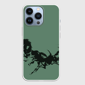 Чехол для iPhone 13 Pro с принтом черные кони в городе Новоалтайск,  |  | животные | конный спорт | конь | лошадь | наездник | спорт
