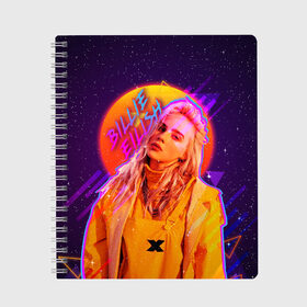 Тетрадь с принтом Billie Eilish в городе Новоалтайск, 100% бумага | 48 листов, плотность листов — 60 г/м2, плотность картонной обложки — 250 г/м2. Листы скреплены сбоку удобной пружинной спиралью. Уголки страниц и обложки скругленные. Цвет линий — светло-серый
 | billie | billie eilish | eilish | айлиш | билли | билли айлиш | эйлиш