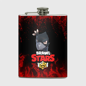 Фляга с принтом BRAWL STARS CROW в городе Новоалтайск, металлический корпус | емкость 0,22 л, размер 125 х 94 мм. Виниловая наклейка запечатывается полностью | Тематика изображения на принте: 2020 | android | brawl stars | crow | games | leon | mobile game | stars | бравл старс | ворон | игры | леон | мобильные игры