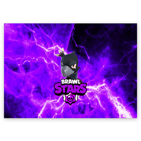 Поздравительная открытка с принтом BRAWL STARS CROW в городе Новоалтайск, 100% бумага | плотность бумаги 280 г/м2, матовая, на обратной стороне линовка и место для марки
 | 2020 | android | brawl stars | crow | games | leon | mobile game | stars | бравл старс | ворон | игры | леон | мобильные игры