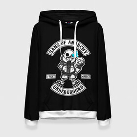 Женская толстовка 3D с принтом Undertale. Sans of Anarchy в городе Новоалтайск, 100% полиэстер  | двухслойный капюшон со шнурком для регулировки, мягкие манжеты на рукавах и по низу толстовки, спереди карман-кенгуру с мягким внутренним слоем. | asriel | chara | dreemurr | fight | frisk | gamer | mercy | rpg | sans | skeleton | undertale | азриэль | андертэйл | дримурр | история | подземная | санс | сказка | скелет | фриск | чара