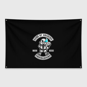 Флаг-баннер с принтом Undertale Sans of Anarchy в городе Новоалтайск, 100% полиэстер | размер 67 х 109 см, плотность ткани — 95 г/м2; по краям флага есть четыре люверса для крепления | asriel | chara | dreemurr | fight | frisk | gamer | mercy | rpg | sans | skeleton | undertale | азриэль | андертэйл | дримурр | история | подземная | санс | сказка | скелет | фриск | чара