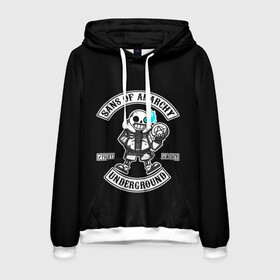Мужская толстовка 3D с принтом Undertale Sans of Anarchy в городе Новоалтайск, 100% полиэстер | двухслойный капюшон со шнурком для регулировки, мягкие манжеты на рукавах и по низу толстовки, спереди карман-кенгуру с мягким внутренним слоем. | asriel | chara | dreemurr | fight | frisk | gamer | mercy | rpg | sans | skeleton | undertale | азриэль | андертэйл | дримурр | история | подземная | санс | сказка | скелет | фриск | чара