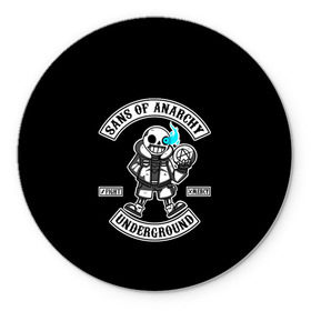 Коврик для мышки круглый с принтом Undertale. Sans of Anarchy в городе Новоалтайск, резина и полиэстер | круглая форма, изображение наносится на всю лицевую часть | Тематика изображения на принте: asriel | chara | dreemurr | fight | frisk | gamer | mercy | rpg | sans | skeleton | undertale | азриэль | андертэйл | дримурр | история | подземная | санс | сказка | скелет | фриск | чара