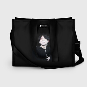 Сумка-шоппер 3D с принтом BTS Jeon JungKook в городе Новоалтайск, 100% полиэстер | застегивается на металлическую кнопку; внутренний карман застегивается на молнию. Стенки укреплены специальным мягким материалом, чтобы защитить содержимое от несильных ударов
 | bts | jeon | jungkook | бтс | чонгук