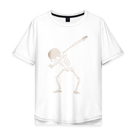 Мужская футболка хлопок Oversize с принтом DAB Skeleton в городе Новоалтайск, 100% хлопок | свободный крой, круглый ворот, “спинка” длиннее передней части | 