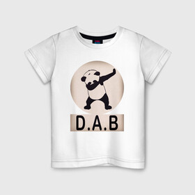 Детская футболка хлопок с принтом DAB Panda в городе Новоалтайск, 100% хлопок | круглый вырез горловины, полуприлегающий силуэт, длина до линии бедер | best | dab | dabbig | dance | freedom | hip hop | music | panda | rap | даб | даббинг | животные | крутой | лучший | медведь | музыка | панда | рэп | рэпер | свобода | танец | хип хоп