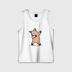 Детская майка хлопок с принтом Dabbing Pig в городе Новоалтайск,  |  | best | dab | dabbig | dance | freedom | hip hop | music | pig | rap | даб | даббинг | крутой | лучший | музыка | рэп | рэпер | свинья | свобода | танец | хип хоп