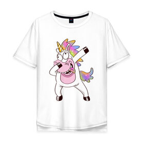 Мужская футболка хлопок Oversize с принтом Dabbing Unicorn в городе Новоалтайск, 100% хлопок | свободный крой, круглый ворот, “спинка” длиннее передней части | Тематика изображения на принте: best | dab | dabbig | dance | freedom | hip hop | music | rap | unicorn | даб | даббинг | единорог | крутой | лучший | музыка | рэп | рэпер | свобода | танец | хип хоп
