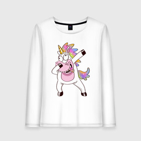 Женский лонгслив хлопок с принтом Dabbing Unicorn в городе Новоалтайск, 100% хлопок |  | best | dab | dabbig | dance | freedom | hip hop | music | rap | unicorn | даб | даббинг | единорог | крутой | лучший | музыка | рэп | рэпер | свобода | танец | хип хоп