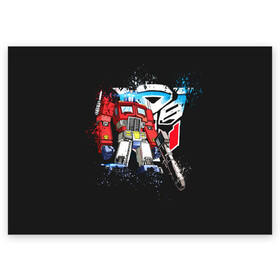 Поздравительная открытка с принтом Transformers в городе Новоалтайск, 100% бумага | плотность бумаги 280 г/м2, матовая, на обратной стороне линовка и место для марки
 | bumblebee | transformers | автоботы | бамблби | мегатрон | оптимус прайм | роботы | трансформеры
