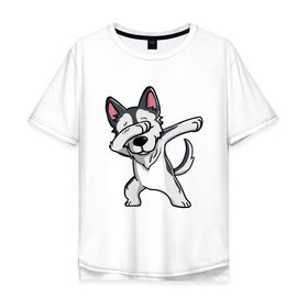 Мужская футболка хлопок Oversize с принтом Dabbing Dog в городе Новоалтайск, 100% хлопок | свободный крой, круглый ворот, “спинка” длиннее передней части | best | dab | dabbig | dance | dog | freedom | hip hop | music | rap | даб | даббинг | друг | животные | крутой | лучший | музыка | пёс | рэп | рэпер | свобода | собака | танец | хип хоп | щенок