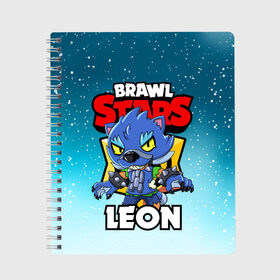 Тетрадь с принтом BRAWL STARS WEREWOLF LEON в городе Новоалтайск, 100% бумага | 48 листов, плотность листов — 60 г/м2, плотность картонной обложки — 250 г/м2. Листы скреплены сбоку удобной пружинной спиралью. Уголки страниц и обложки скругленные. Цвет линий — светло-серый
 | brawl stars | brawl stars werewolf leon | brawler | leon | werewolf | бравл старз | бравлер | волк | леон | оборотень | оборотень леон