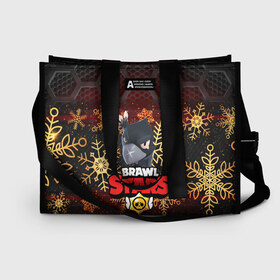 Сумка-шоппер 3D с принтом Новогодний BRAWL STARS CROW в городе Новоалтайск, 100% полиэстер | застегивается на металлическую кнопку; внутренний карман застегивается на молнию. Стенки укреплены специальным мягким материалом, чтобы защитить содержимое от несильных ударов
 | 2020 | android | background | brawl stars | crow | games | leon | mobile game | sn | stars | бравл старс | ворон | игры | леон | мобильные игры | синий | снег | снежинки | текстура | фон