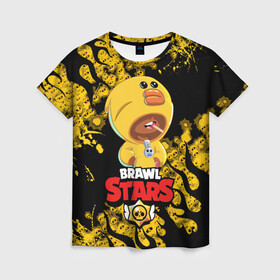 Женская футболка 3D с принтом BRAWL STARS SALLY LEON. в городе Новоалтайск, 100% полиэфир ( синтетическое хлопкоподобное полотно) | прямой крой, круглый вырез горловины, длина до линии бедер | brawl stars | leon | moba | pattern | sally leon | бравл старс | жанр | игра | леон | огонь | паттерн | пламя | следы от пуль | утка | череп | черепа