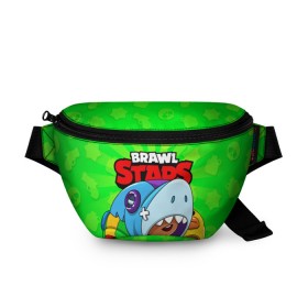 Поясная сумка 3D с принтом BRAWL STARS LEON в городе Новоалтайск, 100% полиэстер | плотная ткань, ремень с регулируемой длиной, внутри несколько карманов для мелочей, основное отделение и карман с обратной стороны сумки застегиваются на молнию | brawl stars | brawl stars leon | brawler | leon | sally | shark | акула | бравл старз | бравлер | леон | салли
