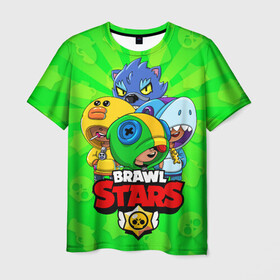 Мужская футболка 3D с принтом BRAWL STARS LEON в городе Новоалтайск, 100% полиэфир | прямой крой, круглый вырез горловины, длина до линии бедер | brawl stars | brawl stars leon | brawler | leon | sally | shark | werewolf | акула | бравл старз | бравлер | леон | оборотень | салли