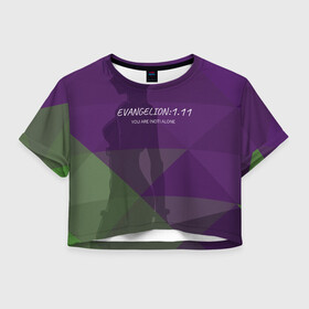 Женская футболка Crop-top 3D с принтом Evangelion: 1.11 в городе Новоалтайск, 100% полиэстер | круглая горловина, длина футболки до линии талии, рукава с отворотами | eva | evangelion | rei | you are not alone | девушка | ева | евангелион | рей | ты не один | тян