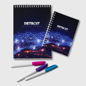 Блокнот с принтом DETROITBECOME HUMAN в городе Новоалтайск, 100% бумага | 48 листов, плотность листов — 60 г/м2, плотность картонной обложки — 250 г/м2. Листы скреплены удобной пружинной спиралью. Цвет линий — светло-серый
 | Тематика изображения на принте: action | ai | android | connor | dbhpk19 | detroit become human | game | rk 800 | rk 900 | андроиды | детектив | игра | игры | интерактивное кино | кара | коннор | логотип | маркус | роботы | фирменный стиль | экшн