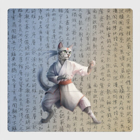 Магнитный плакат 3Х3 с принтом Karate cat в городе Новоалтайск, Полимерный материал с магнитным слоем | 9 деталей размером 9*9 см | боевое искусство | боец | карате | каратэ | каратэ боец | каратэ воин | каратэ до | карте кёкусинкай | кёкусинкай | киокусинкай | пустая рука | путь пустой руки | рука тан | самооборона