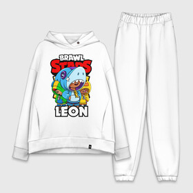 Женский костюм хлопок Oversize с принтом BRAWL STARS LEON в городе Новоалтайск,  |  | brawl stars | brawl stars leon | brawler | leon | sally | shark | werewolf | акула | бравл старз | бравлер | леон | оборотень | салли