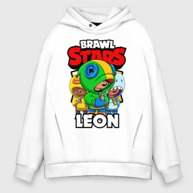 Мужское худи Oversize хлопок с принтом BRAWL STARS LEON в городе Новоалтайск, френч-терри — 70% хлопок, 30% полиэстер. Мягкий теплый начес внутри —100% хлопок | боковые карманы, эластичные манжеты и нижняя кромка, капюшон на магнитной кнопке | brawl stars | brawl stars leon | brawler | leon | sally | shark | акула | бравл старз | бравлер | леон | салли