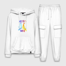 Мужской костюм хлопок с толстовкой с принтом Kiss Me в городе Новоалтайск,  |  | cyber | kiss | абстракция | волны | любовь | поцелуй
