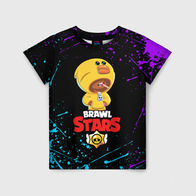 Детская футболка 3D с принтом BRAWL STARS SALLY LEON в городе Новоалтайск, 100% гипоаллергенный полиэфир | прямой крой, круглый вырез горловины, длина до линии бедер, чуть спущенное плечо, ткань немного тянется | brawl stars | crow | leon | leon shark | sally leon | shark | stars | акула | берли | ворон | леон | леон акула | спайк | эль примо