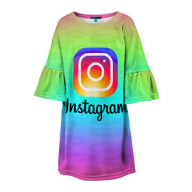 Детское платье 3D с принтом INSTAGRAM 2020 в городе Новоалтайск, 100% полиэстер | прямой силуэт, чуть расширенный к низу. Круглая горловина, на рукавах — воланы | insta | instagram | instagramm | social | видео | инста | инстаграм | инстаграмм | приложение | социальная сеть | фото