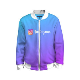 Детский бомбер 3D с принтом INSTAGRAM GRADIENT в городе Новоалтайск, 100% полиэстер | застегивается на молнию, по бокам два кармана без застежек, мягкие манжеты, по низу бомбера и на воротнике — эластичная резинка | insta | instagram | instagramm | social | видео | инста | инстаграм | инстаграмм | приложение | социальная сеть | фото