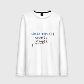 Мужской лонгслив хлопок с принтом Code - sleep в городе Новоалтайск, 100% хлопок |  | c | c++ | code | coder | computer | hacker | java | programm | tag | жизнь | код | кодер | программа | программист | сон | хакер | хочу спать