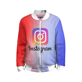 Детский бомбер 3D с принтом INSTAGRAM в городе Новоалтайск, 100% полиэстер | застегивается на молнию, по бокам два кармана без застежек, мягкие манжеты, по низу бомбера и на воротнике — эластичная резинка | insta | instagram | instagramm | social | видео | инста | инстаграм | инстаграмм | приложение | социальная сеть | фото