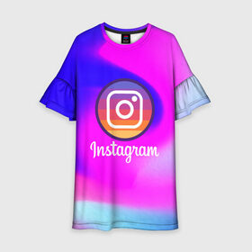 Детское платье 3D с принтом INSTAGRAM в городе Новоалтайск, 100% полиэстер | прямой силуэт, чуть расширенный к низу. Круглая горловина, на рукавах — воланы | insta | instagram | instagramm | social | видео | инста | инстаграм | инстаграмм | приложение | социальная сеть | фото