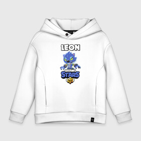 Детское худи Oversize хлопок с принтом BRAWL STARS ОБОРОТЕНЬ LEON. в городе Новоалтайск, френч-терри — 70% хлопок, 30% полиэстер. Мягкий теплый начес внутри —100% хлопок | боковые карманы, эластичные манжеты и нижняя кромка, капюшон на магнитной кнопке | brawl stars | colt | crow | leon | leon shark | moba | sally leon | shark | акула | берли | бравл старс | ворон | жанр | игра | кольт | леон | нита | оборотень | оборотень leon | шелли