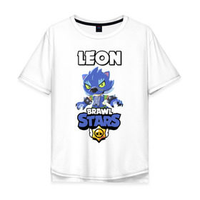 Мужская футболка хлопок Oversize с принтом BRAWL STARS ОБОРОТЕНЬ LEON. в городе Новоалтайск, 100% хлопок | свободный крой, круглый ворот, “спинка” длиннее передней части | brawl stars | colt | crow | leon | leon shark | moba | sally leon | shark | акула | берли | бравл старс | ворон | жанр | игра | кольт | леон | нита | оборотень | оборотень leon | шелли