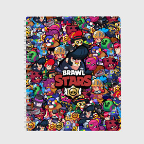 Тетрадь с принтом BRAWL STARS BULL в городе Новоалтайск, 100% бумага | 48 листов, плотность листов — 60 г/м2, плотность картонной обложки — 250 г/м2. Листы скреплены сбоку удобной пружинной спиралью. Уголки страниц и обложки скругленные. Цвет линий — светло-серый
 | bibi | brawl stars | brock | bull | crow | dinomike | el primo | leon | mobile game | nita | poko | ricochet | stars | tara | бравл старс | ворон | леон | мобильные игры