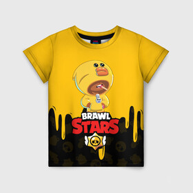 Детская футболка 3D с принтом BRAWL STARS SALLY LEON в городе Новоалтайск, 100% гипоаллергенный полиэфир | прямой крой, круглый вырез горловины, длина до линии бедер, чуть спущенное плечо, ткань немного тянется | brawl stars | crow | leon | leon shark | sally leon | shark | stars | акула | берли | ворон | леон | леон акула | спайк | эль примо