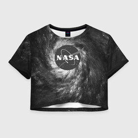 Женская футболка Crop-top 3D с принтом NASA в городе Новоалтайск, 100% полиэстер | круглая горловина, длина футболки до линии талии, рукава с отворотами | galaxy | nasa | nebula | space | star | абстракция | вселенная | галактика | звезда | звезды | космический | наса | планеты