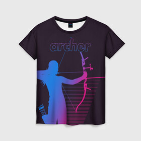 Женская футболка 3D с принтом Archer в городе Новоалтайск, 100% полиэфир ( синтетическое хлопкоподобное полотно) | прямой крой, круглый вырез горловины, длина до линии бедер | archer | archery | bow | bow hunter | bowhunter | лук | лучник | стрельба из лука