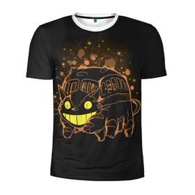 Мужская футболка 3D спортивная с принтом My Neighbor Totoro оранжевый кот в городе Новоалтайск, 100% полиэстер с улучшенными характеристиками | приталенный силуэт, круглая горловина, широкие плечи, сужается к линии бедра | anime | hayao miyazaki | japanese | meme | miyazaki | piano | studio ghibli | tokyo | totoro | гибли | котобус | мой | сосед | сусуватари | тонари | тоторо | хаяо миядзаки