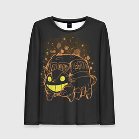 Женский лонгслив 3D с принтом My Neighbor Totoro оранжевый кот в городе Новоалтайск, 100% полиэстер | длинные рукава, круглый вырез горловины, полуприлегающий силуэт | anime | hayao miyazaki | japanese | meme | miyazaki | piano | studio ghibli | tokyo | totoro | гибли | котобус | мой | сосед | сусуватари | тонари | тоторо | хаяо миядзаки