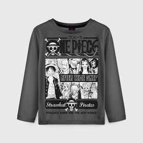 Детский лонгслив 3D с принтом Манга One Piece  в городе Новоалтайск, 100% полиэстер | длинные рукава, круглый вырез горловины, полуприлегающий силуэт
 | Тематика изображения на принте: anime | kaido | luffy | manga | one piece | theory | zoro | большой куш | ван | луффи | манга | манки д | мульт | пираты | пис | рыжий | сёнэн | сериал | шанкс