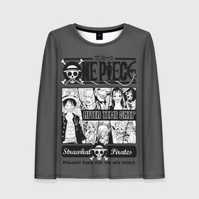 Женский лонгслив 3D с принтом Манга One Piece  в городе Новоалтайск, 100% полиэстер | длинные рукава, круглый вырез горловины, полуприлегающий силуэт | anime | kaido | luffy | manga | one piece | theory | zoro | большой куш | ван | луффи | манга | манки д | мульт | пираты | пис | рыжий | сёнэн | сериал | шанкс