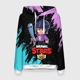 Женская толстовка 3D с принтом BRAWL STARS BIBI. в городе Новоалтайск, 100% полиэстер  | двухслойный капюшон со шнурком для регулировки, мягкие манжеты на рукавах и по низу толстовки, спереди карман-кенгуру с мягким внутренним слоем. | bib | brawl stars | bull | colt | crow | leon | leon shark | moba | sally leon | shark | акула | берли | биби | бравл старс | ворон | жанр | игра | кольт | леон | леон акула | нита | спайк | шелли