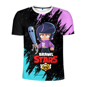 Мужская футболка 3D спортивная с принтом BRAWL STARS BIBI. в городе Новоалтайск, 100% полиэстер с улучшенными характеристиками | приталенный силуэт, круглая горловина, широкие плечи, сужается к линии бедра | bib | brawl stars | bull | colt | crow | leon | leon shark | moba | sally leon | shark | акула | берли | биби | бравл старс | ворон | жанр | игра | кольт | леон | леон акула | нита | спайк | шелли