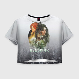 Женская футболка Crop-top 3D с принтом Ведьмак: Трис и Йеннифер в городе Новоалтайск, 100% полиэстер | круглая горловина, длина футболки до линии талии, рукава с отворотами | witcher | ведьма | ведьмак | геральт | геральт из ривии | дикая охота | йен | йеннифер | йэн | кровь и вино | трис | трисс