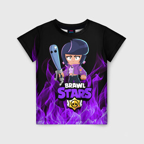 Детская футболка 3D с принтом BRAWL STARS BIBI. в городе Новоалтайск, 100% гипоаллергенный полиэфир | прямой крой, круглый вырез горловины, длина до линии бедер, чуть спущенное плечо, ткань немного тянется | bib | brawl stars | bull | colt | crow | leon | leon shark | moba | sally leon | shark | акула | берли | биби | бравл старс | ворон | жанр | игра | кольт | леон | леон акула | нита | спайк | шелли