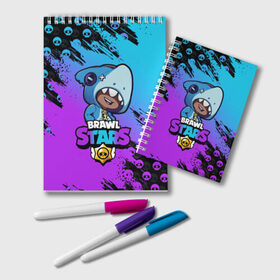 Блокнот с принтом Brawl Stars LEON SHARK в городе Новоалтайск, 100% бумага | 48 листов, плотность листов — 60 г/м2, плотность картонной обложки — 250 г/м2. Листы скреплены удобной пружинной спиралью. Цвет линий — светло-серый
 | 8 bit | 8 бит | brawl | brawl stars | crow | leon | shark | stars | акула | бравл | бравл старс | браво старс | игра | компьютерная | кров | леон | леон акула | онлайн | старс | шарк