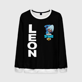 Мужской свитшот 3D с принтом Brawl Stars LEON SHARK в городе Новоалтайск, 100% полиэстер с мягким внутренним слоем | круглый вырез горловины, мягкая резинка на манжетах и поясе, свободная посадка по фигуре | 8 bit | 8 бит | brawl | brawl stars | crow | leon | shark | stars | акула | бравл | бравл старс | браво старс | игра | компьютерная | кров | леон | леон акула | онлайн | старс | шарк