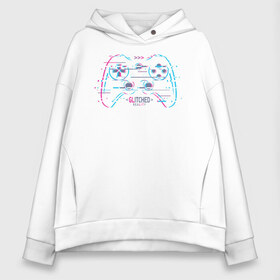 Женское худи Oversize хлопок с принтом < Glitched> reality в городе Новоалтайск, френч-терри — 70% хлопок, 30% полиэстер. Мягкий теплый начес внутри —100% хлопок | боковые карманы, эластичные манжеты и нижняя кромка, капюшон на магнитной кнопке | game | gamepad | glitch | joystick | глитч | джойстик | игры | сбой